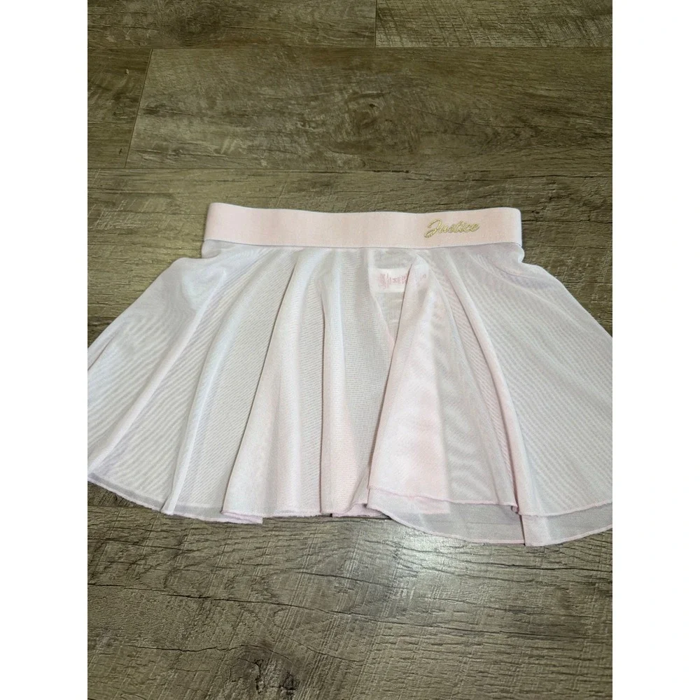 Justice Girls Lightweight Soft Pink Ballet Dance Skirt Mesh Tutu M 10